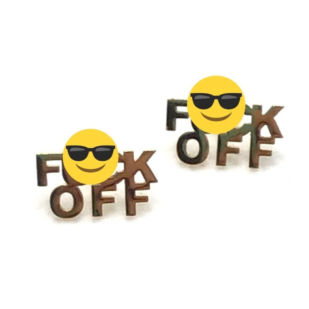 F*CK OFF Funny Rude Swear Word Profanity Novelty Stud Earrings